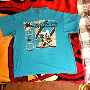 vintage '91. San Jose sharks NHL tee. Trench Age 9